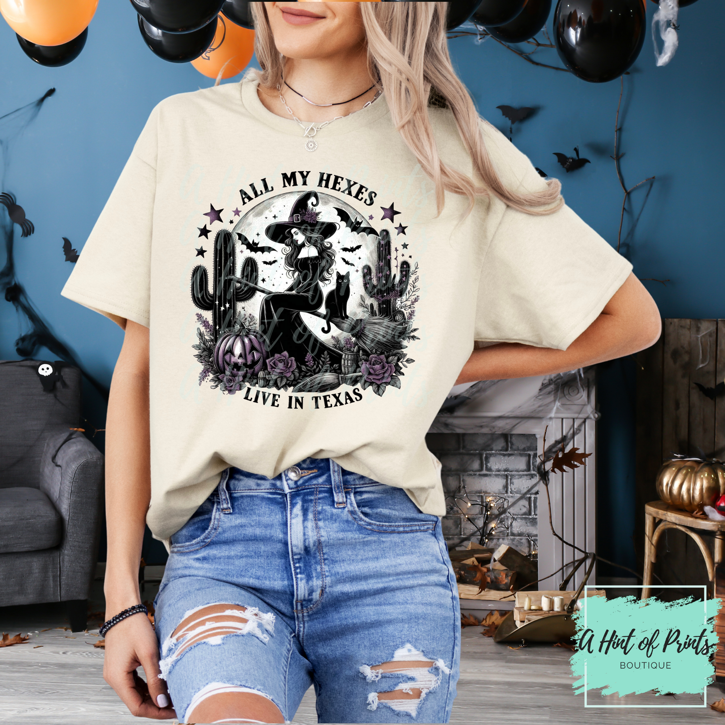 All My Hexes Live in Texas Tee | Witchy Halloween Shirt