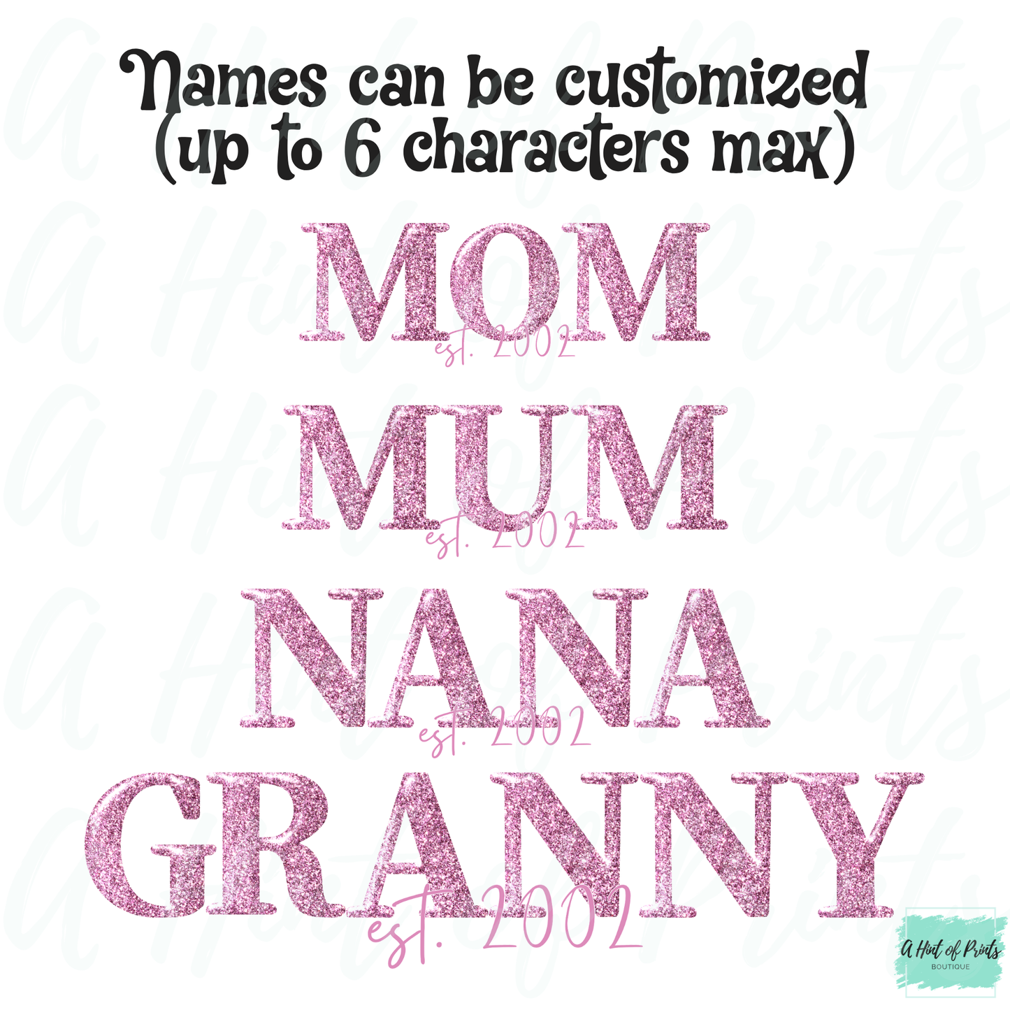 Personalized Glitter Mama Apparel – Custom Est Year Shirt, Hoodie, Sweatshirt, Tank