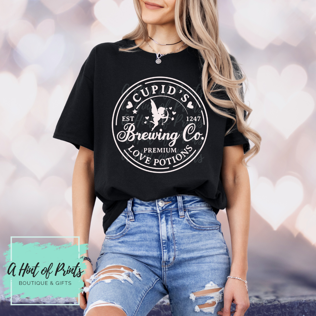 Cupid's Brewing Co. Love Potions Valentine’s Day Graphic Tee, Crewneck & Hoodie