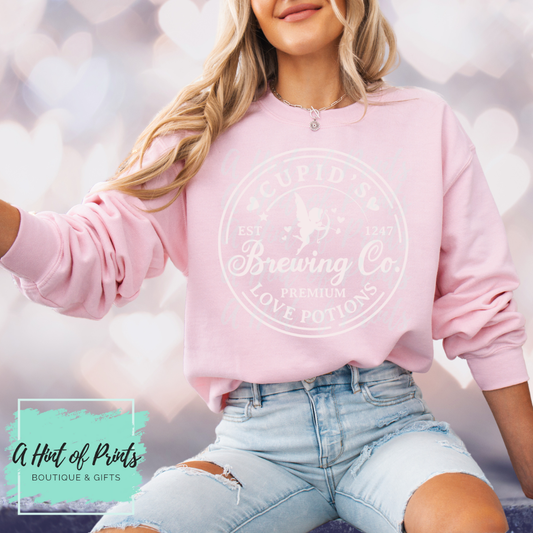 Cupid's Brewing Co. Love Potions Valentine’s Day Graphic Tee, Crewneck & Hoodie