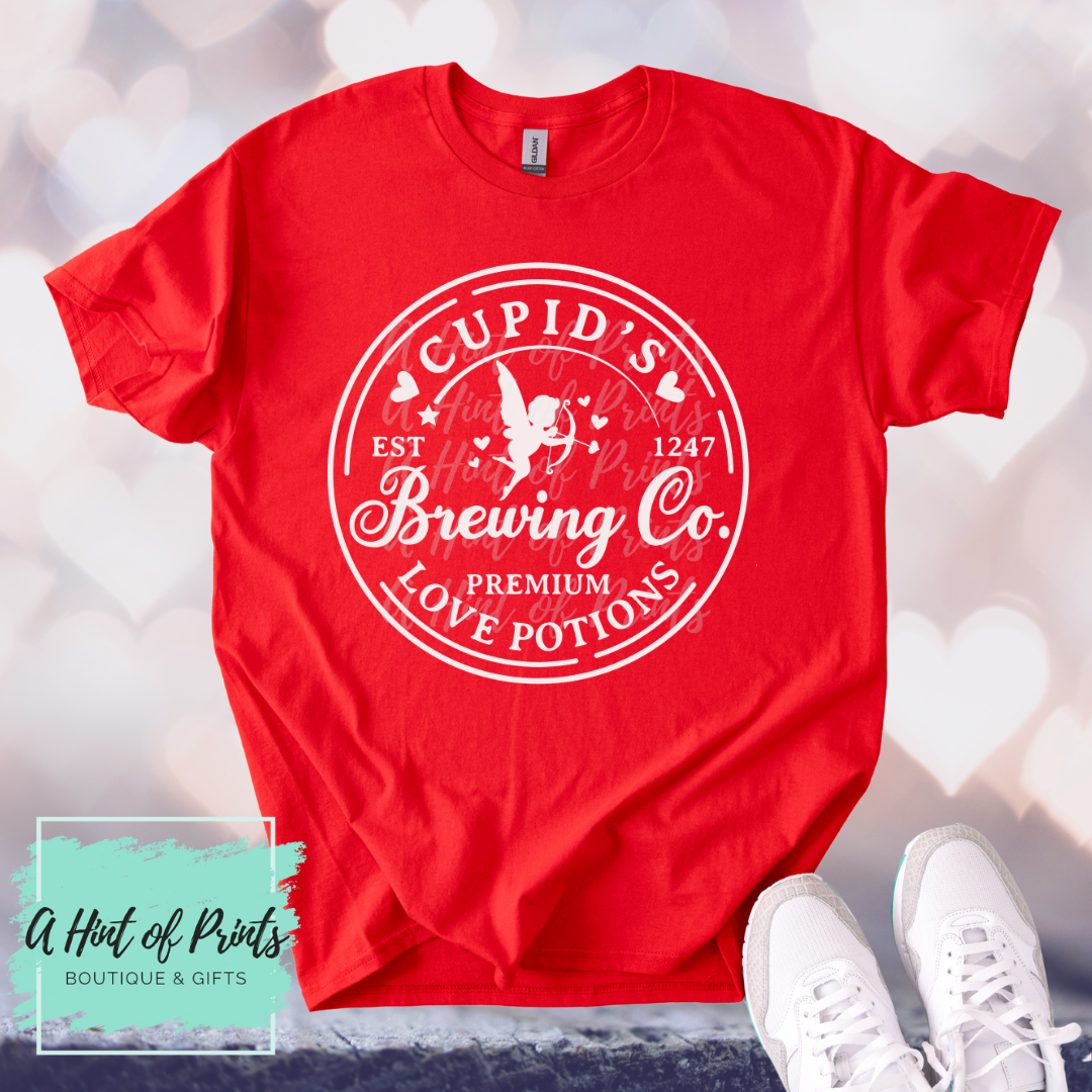 Cupid's Brewing Co. Love Potions Valentine’s Day Graphic Tee, Crewneck & Hoodie