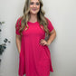 Flattering A-line Dress with pockets - Hot Pink