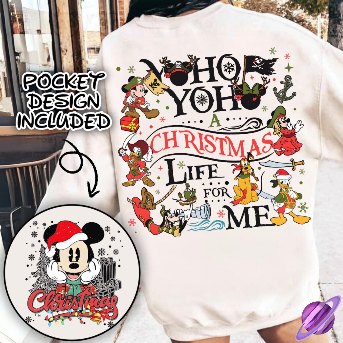 YOHO CHRISTMAS SWEATSHIRT W/ POCKET PRINT