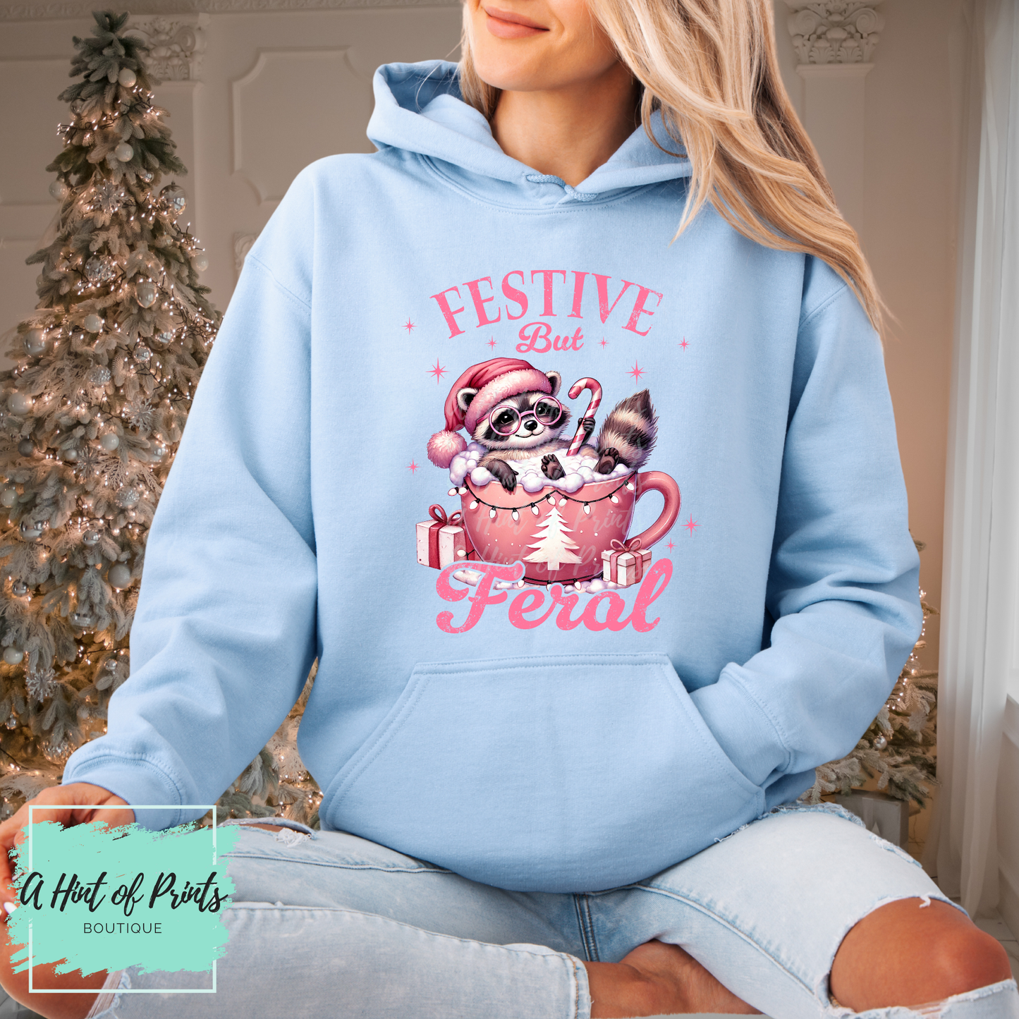 Festive but Feral | Funny Holiday T-Shirt, Crewneck & Hoodie