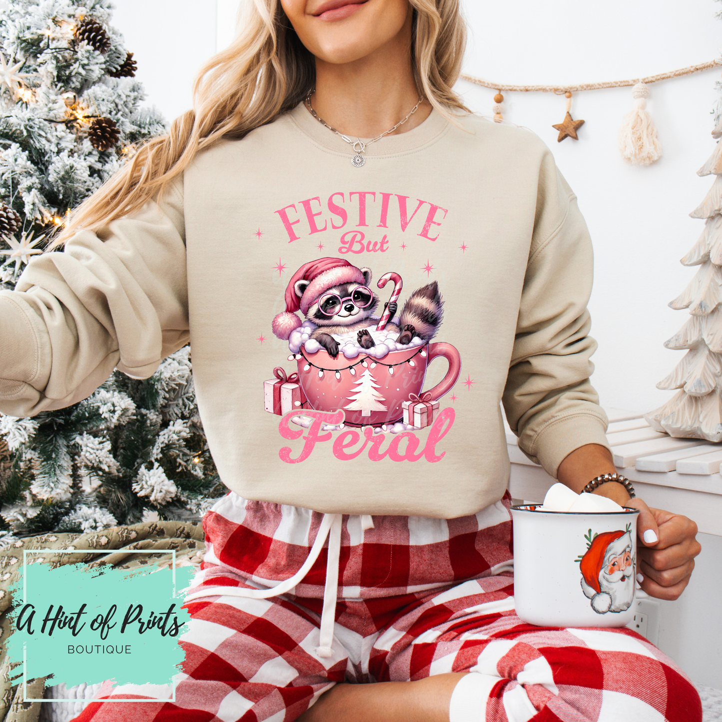 Festive but Feral | Funny Holiday T-Shirt, Crewneck & Hoodie