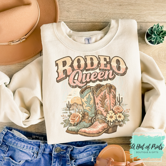 Rodeo Queen Western Graphic Tee, Crewneck & Hoodie | Vintage Cowgirl Design