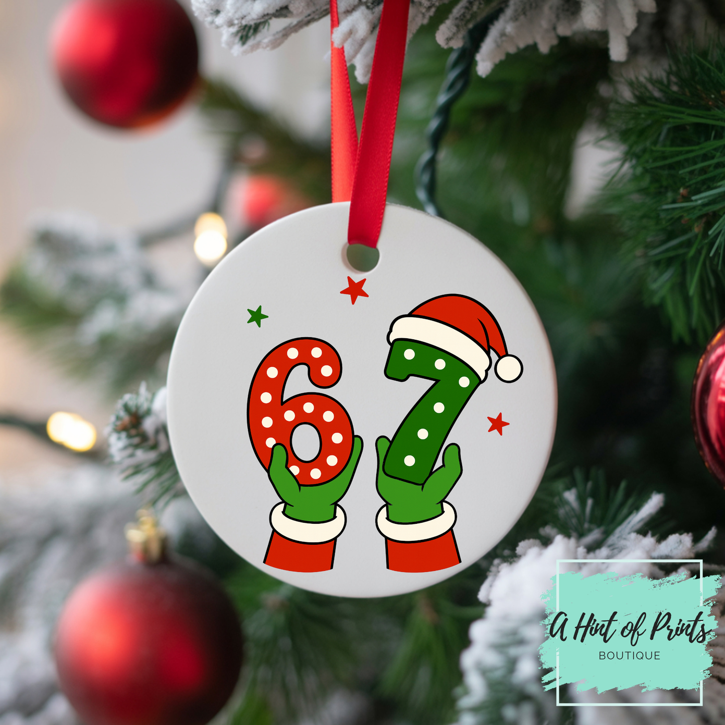 67 Meme Wood Ornament – Funny Christmas Decor