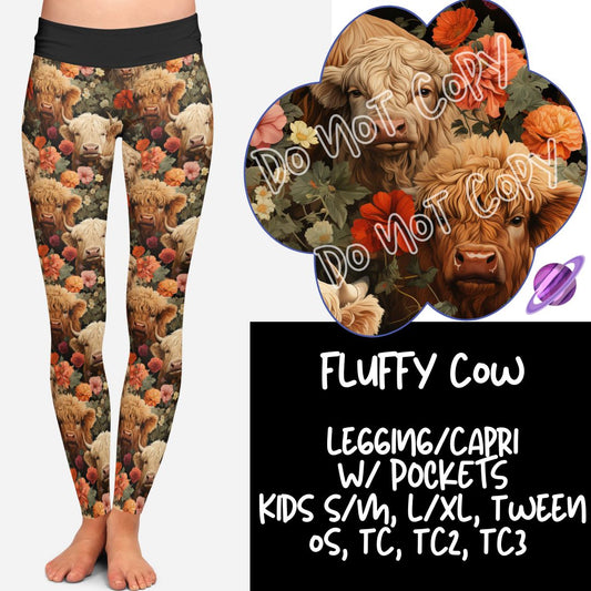 Fluffy Cow Leggings with Pockets
