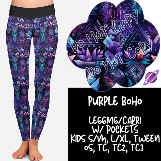 Purple Boho Leggings with Pockets