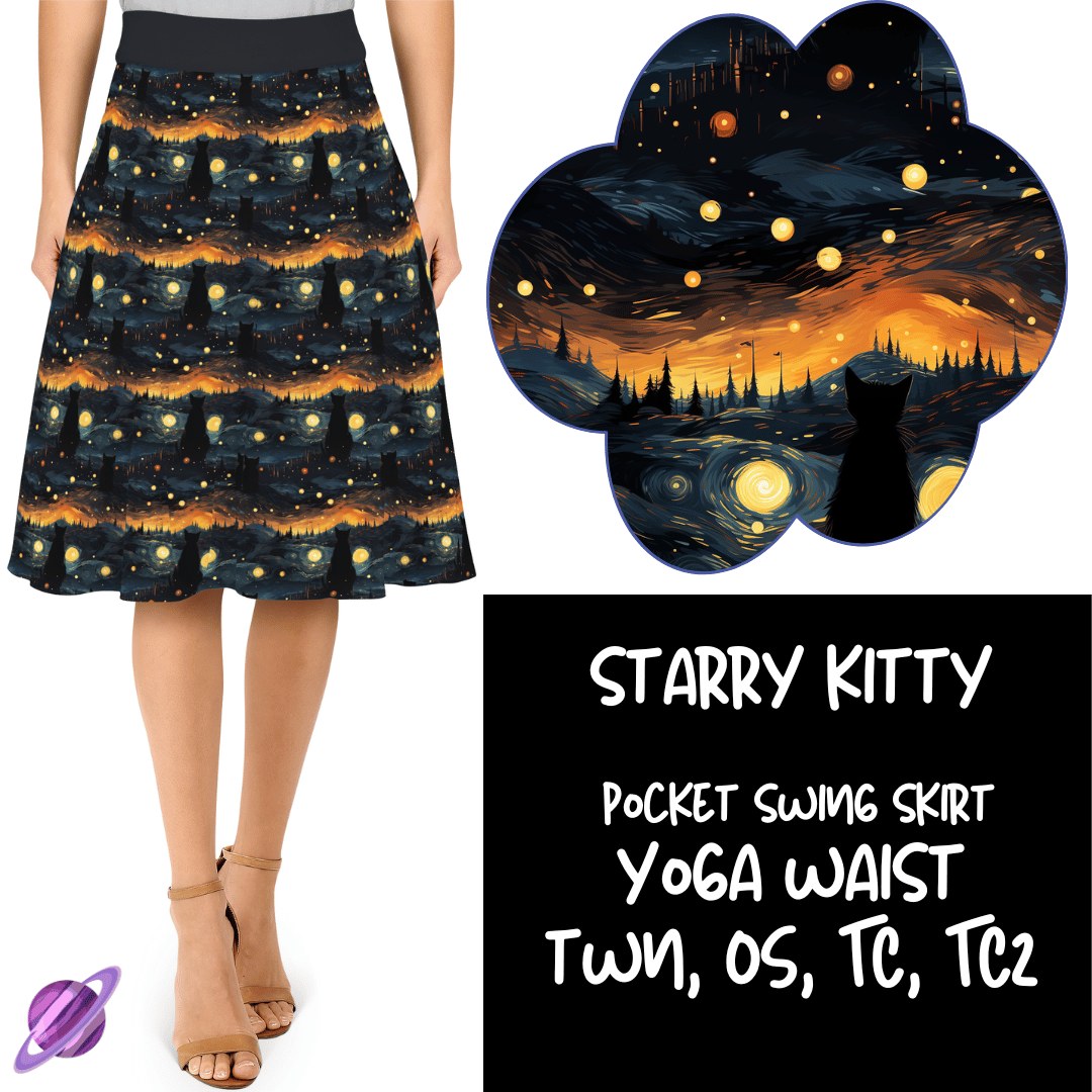 Starry Kitty Swing Skirt