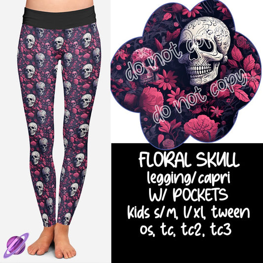Floral Skull Pocket Leggings