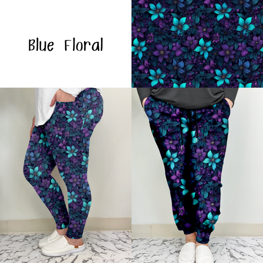 Deep Blue Floral Leggings w/ Pockets | ETA 12/5