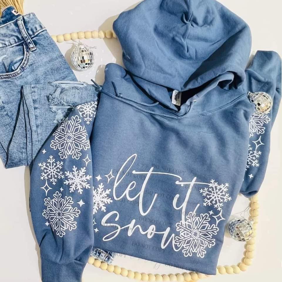 LET IT SNOW HOODIE FRONT & SLEEVE DESIGNS