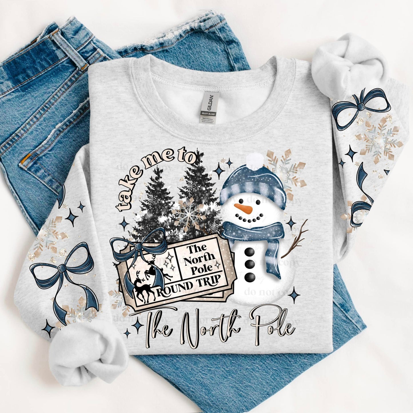 NORTH POLE SNOWMAN SWEATSHIRT W/ SLEEVE PRINT