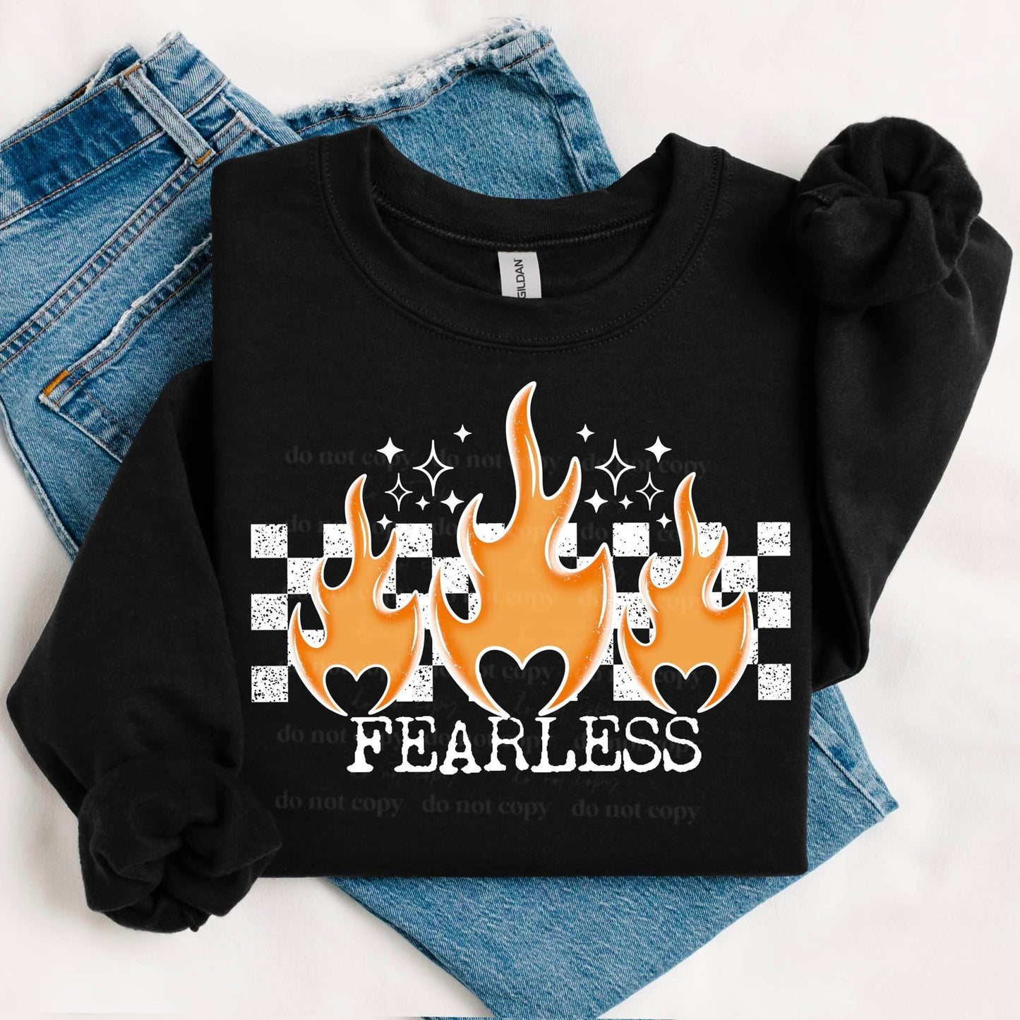 FEARLESS CHECKERED FLAME CREWNECK SWEATSHIRT