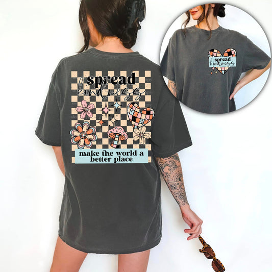 SPREAD KINDNESS CHECKERED DOUBLE SIDED TEE