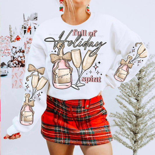 FULL OF HOLIDAY SPIRIT SWEATSHIRT W/ SLEEVE PRINT