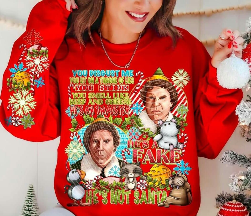 HE'S NOT SANTA SWEATSHIRT W/ SLEEVE PRINT