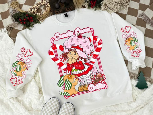 CANDY CANE CUTIE SWEATSHIRT W/ SLEEVE PRINT