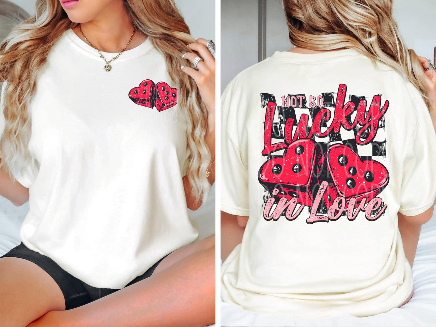 LUCKY IN LOVE POCKET PRINT DOUBLE SIDED TEE