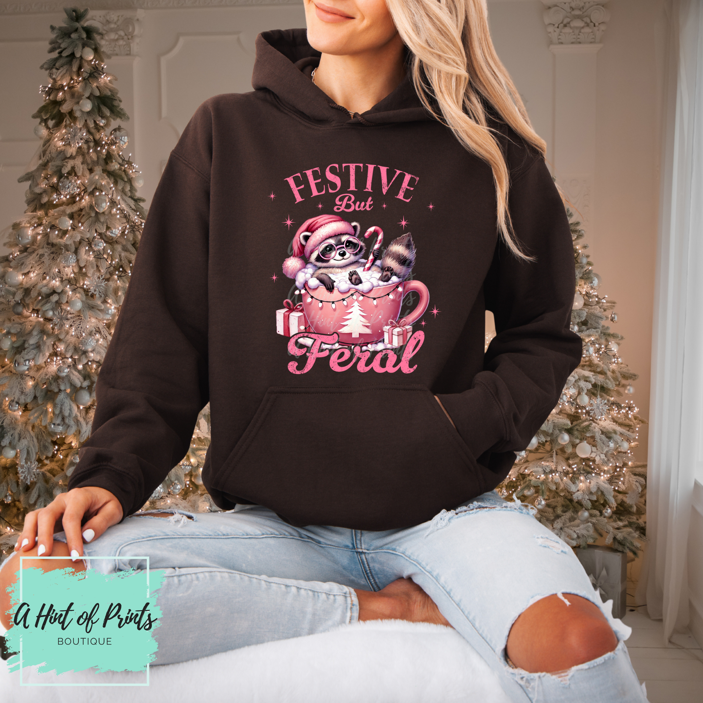 Festive but Feral | Funny Holiday T-Shirt, Crewneck & Hoodie