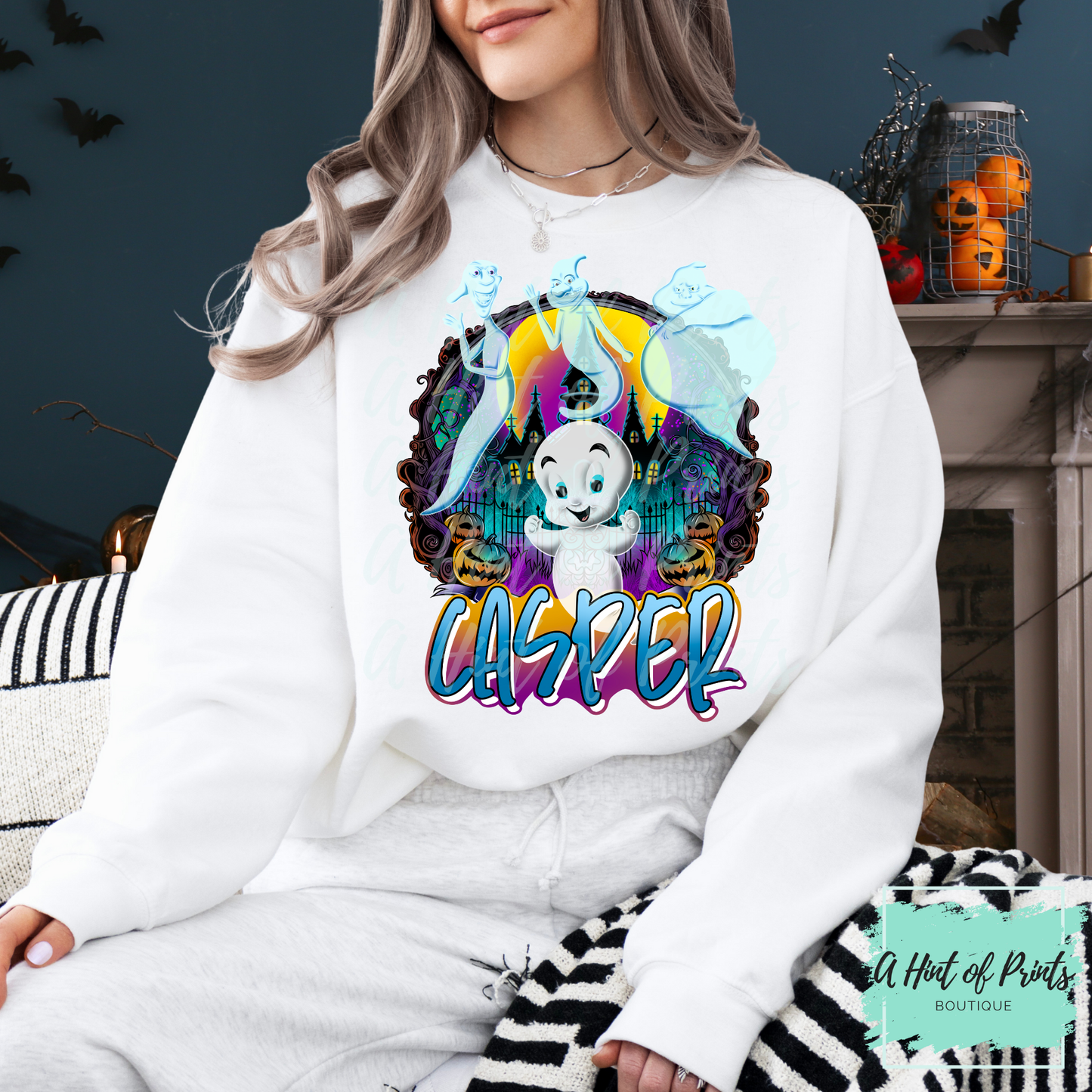 Friendly Ghost Halloween Crewneck Sweatshirt