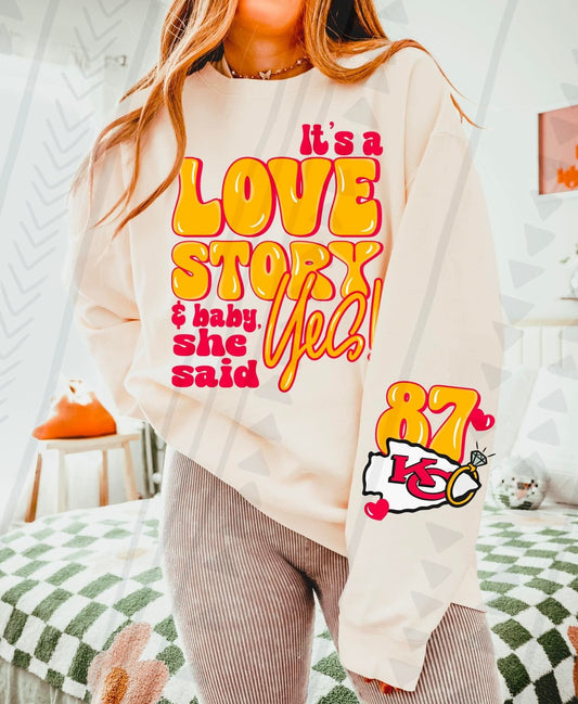 SHE SAID YES -SWEATSHIRT W/ SLEEVE PRINT