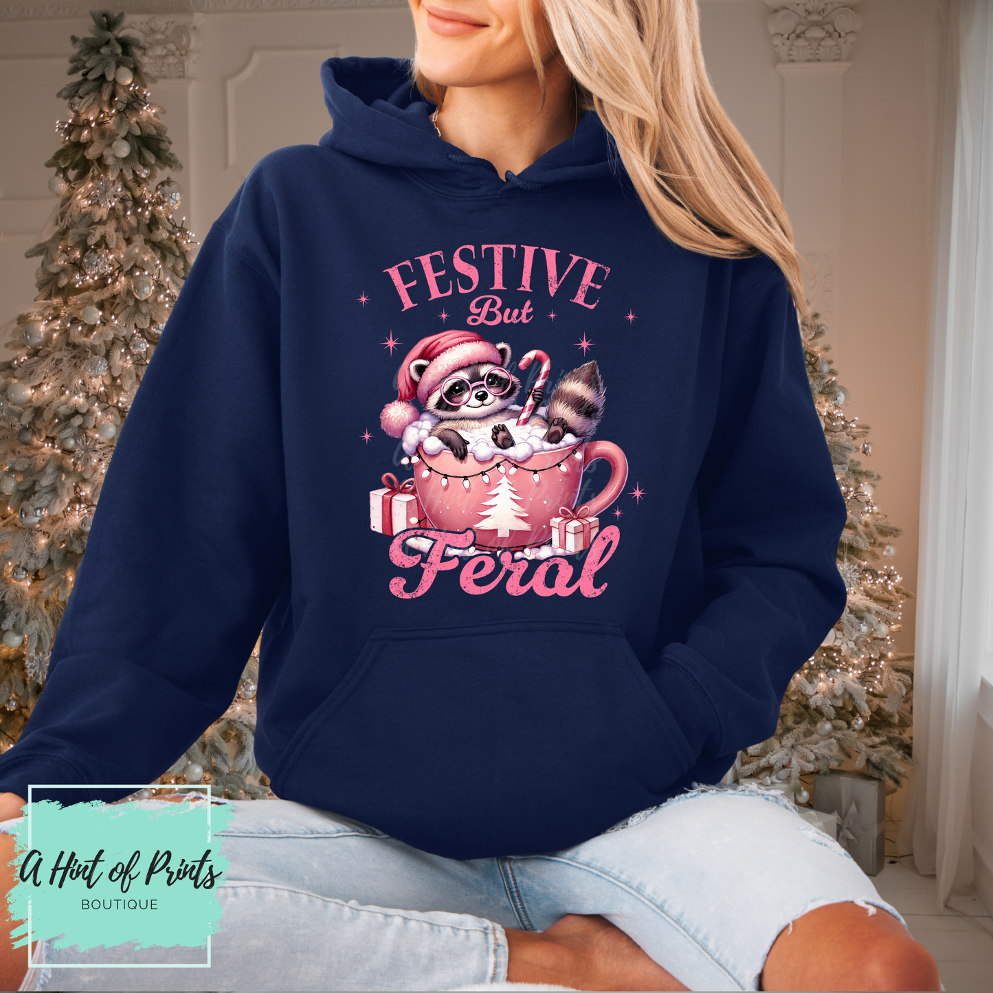 Festive but Feral | Funny Holiday T-Shirt, Crewneck & Hoodie