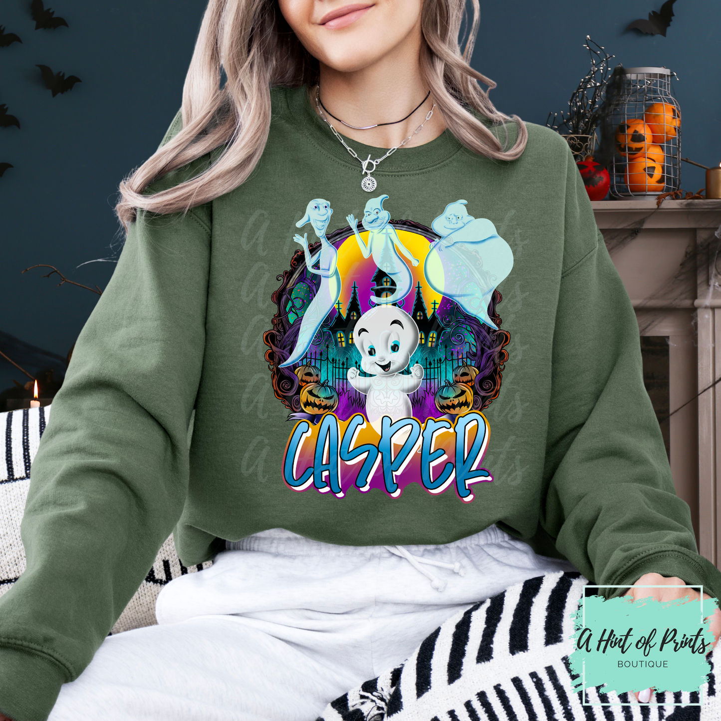 Friendly Ghost Halloween Crewneck Sweatshirt
