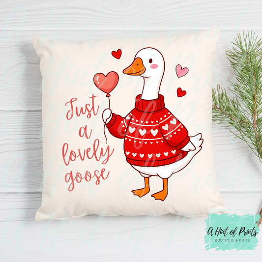 Just a Lovely Goose Throw Pillow | Cute Goose Cottagecore Home Decor