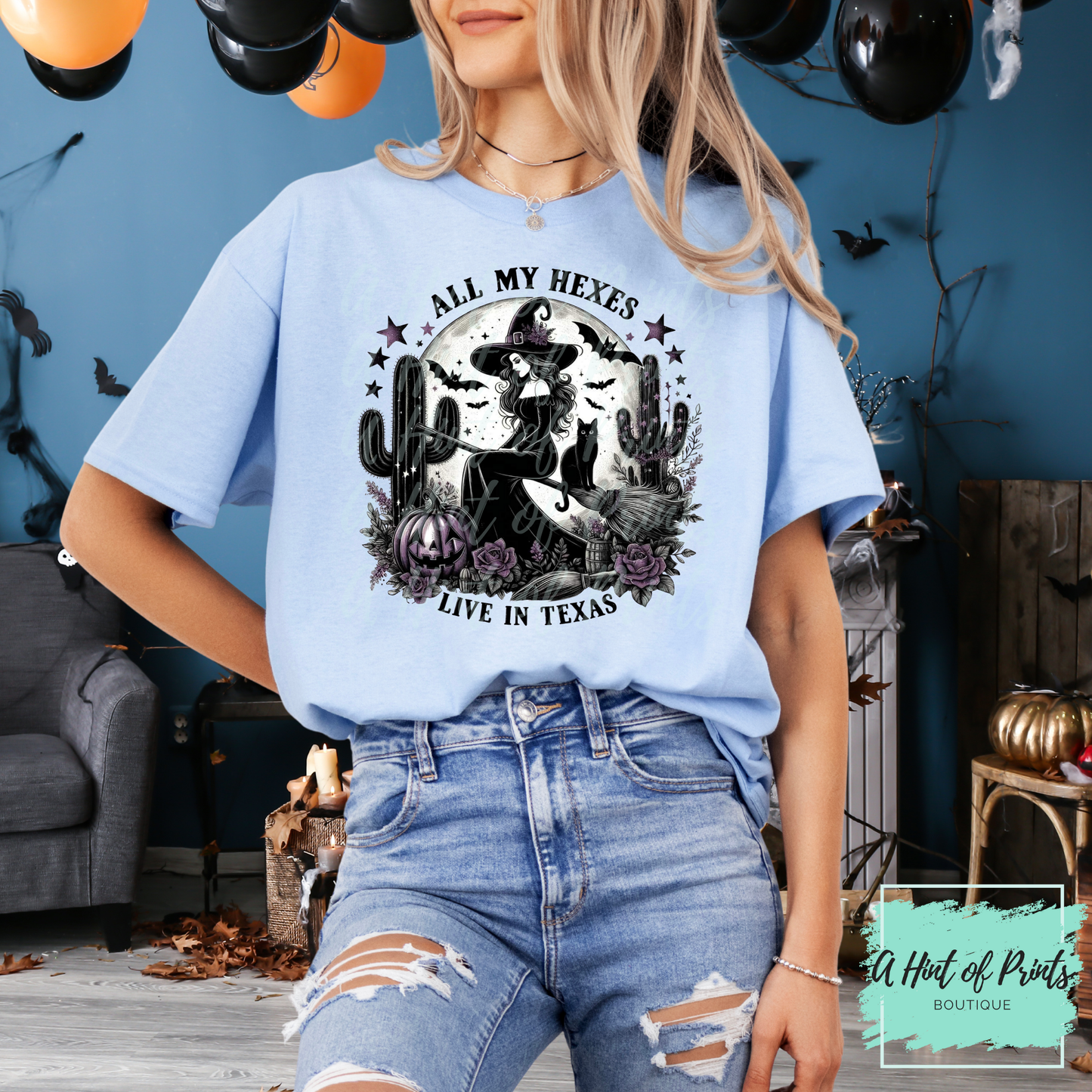 All My Hexes Live in Texas Tee | Witchy Halloween Shirt