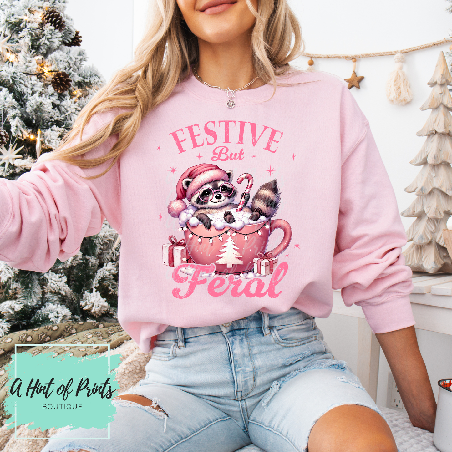 Festive but Feral | Funny Holiday T-Shirt, Crewneck & Hoodie