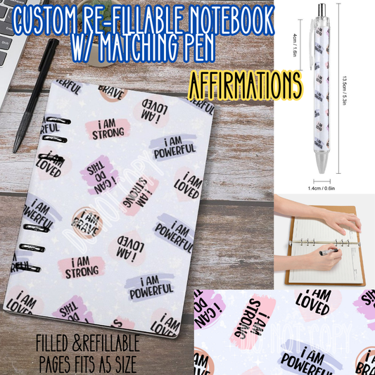 AFFIRMATIONS -Matching A5 Notebook & Pen Set Round 4 Preorder Closing 5/17