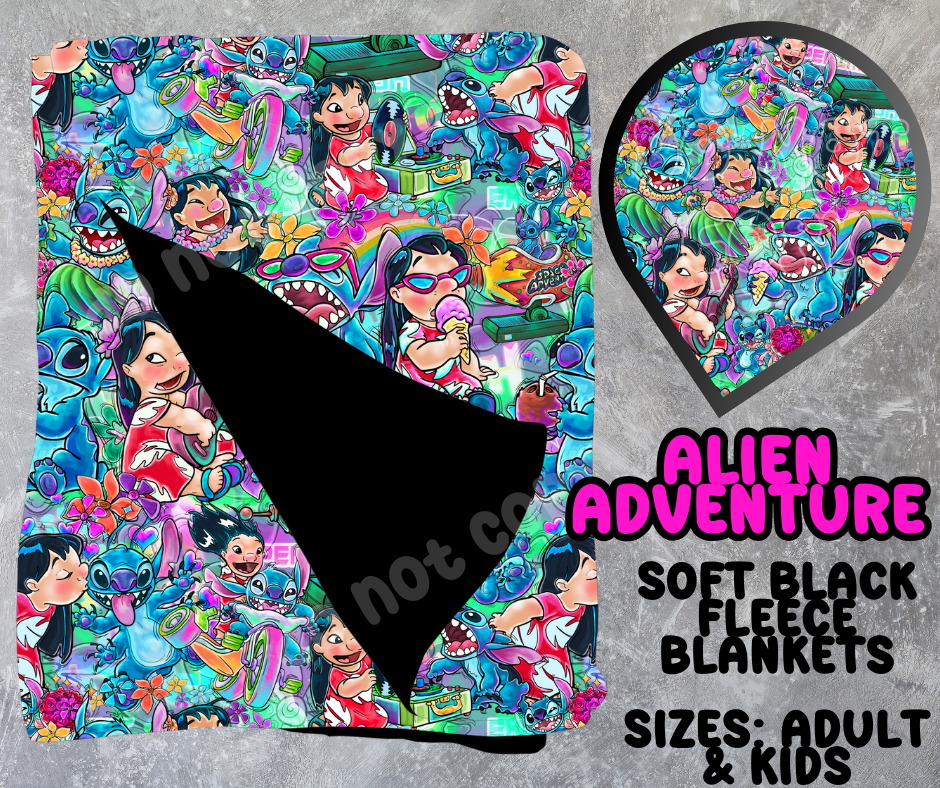 ALIEN ADVENTURE - SOFT BLACK FLEECE THROWS 10 - PREORDER CLOSING 5/4