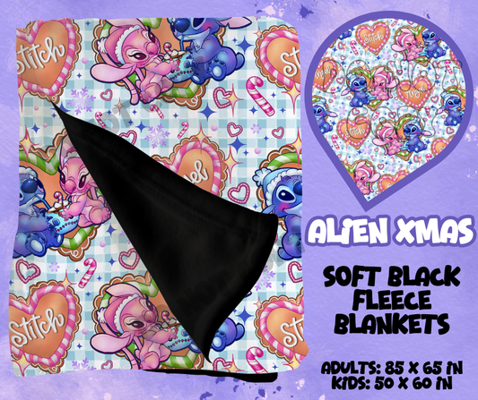 ALIEN XMAS - SOFT BLACK FLEECE THROWS RUN 12-PREORDER CLOSING 9/22