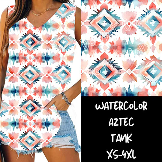 Watercolor Aztek V-neck Tank