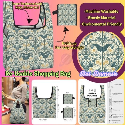 BAT DAMASK-SHOPPING BAGS 2-PREORDER CLOSING 6/27
