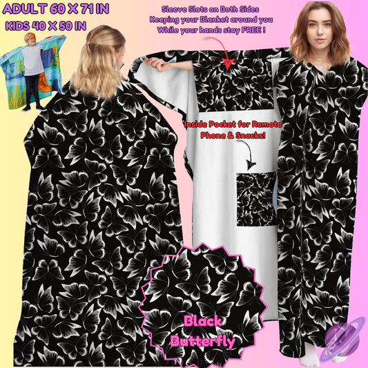 WEARABLE THROW RUN-BLACK BUTTERFLY-PREORDER CLOSING 8/31