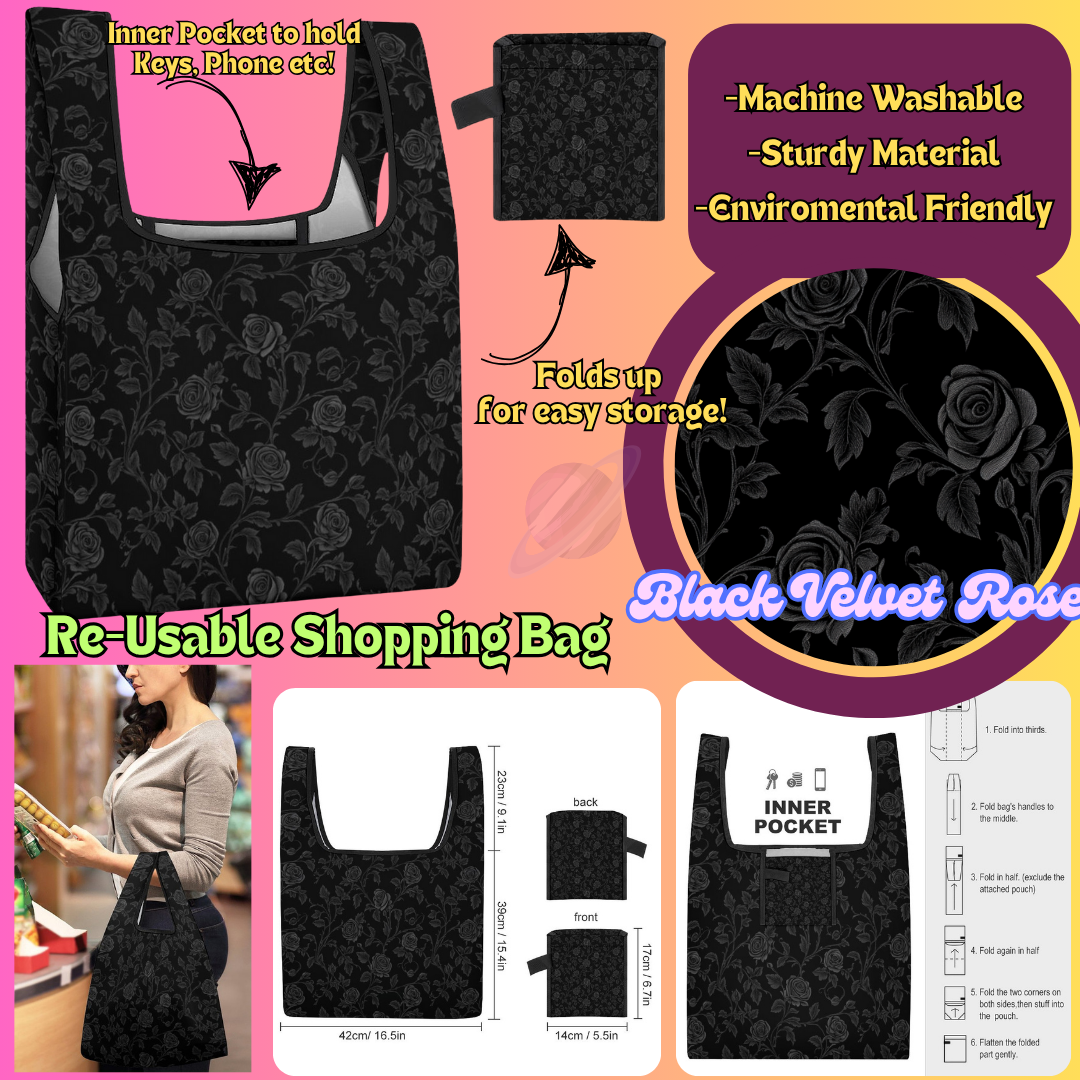 BLACK VELVET ROSE-SHOPPING BAGS 2-PREORDER CLOSING 6/27