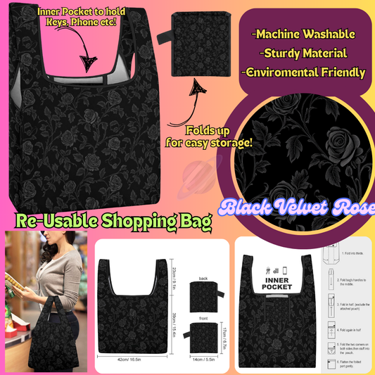 BLACK VELVET ROSE-SHOPPING BAGS 2-PREORDER CLOSING 6/27