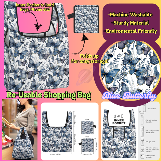 BLUE BUTTERFLY-SHOPPING BAGS 2-PREORDER CLOSING 6/27