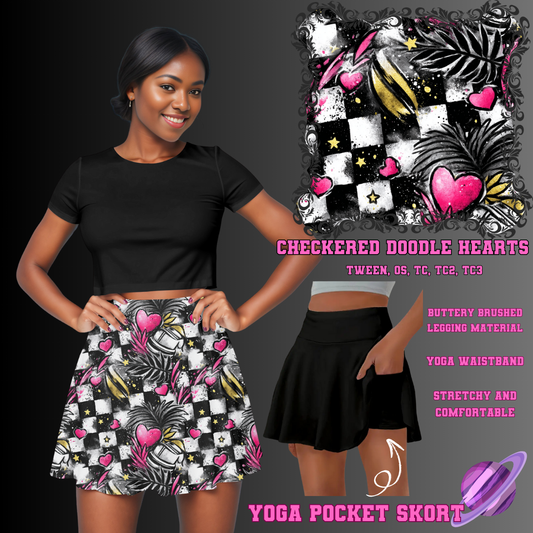 CHECKERED DOODLE HEARTS - POCKET SKORT RUN 2 - PREORDER CLOSING 5/21