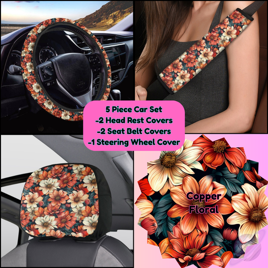 5 PIECE CAR SET-COPPER FLORAL-PREORDER CLOSING 9/5