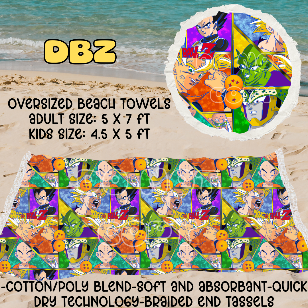 DBZ - OVERSIZED BEACH TOWEL RUN 5 - PREORDER CLOSING 3/23