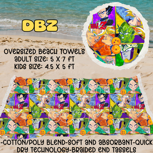 DBZ - OVERSIZED BEACH TOWEL RUN 5 - PREORDER CLOSING 3/23