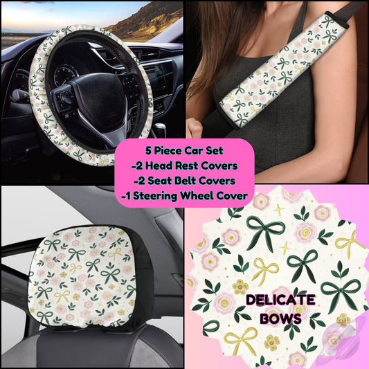 5 PIECE CAR SET-DELICATE BOWS-PREORDER CLOSING 9/5