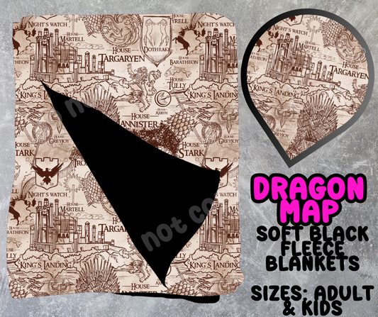 DRAGON MAP - SOFT BLACK FLEECE THROWS 10 - PREORDER CLOSING 5/4