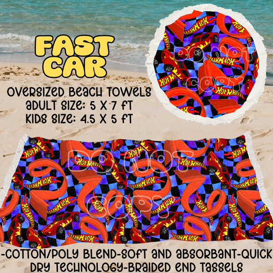 FAST CAR - OVERSIZED BEACH TOWEL RUN 5 - PREORDER CLOSING 3/23