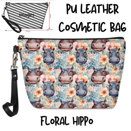 Floral Hippo Cosmetic Bag