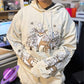 STARRY REINDEER HOODED SWEATSHIRT W/ SLEEVE PRINT